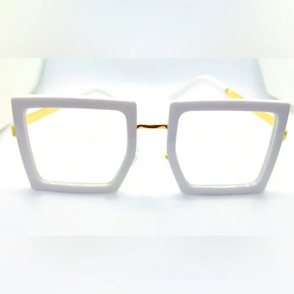NEW Oversized White Fashion Square Clear Lens Women’s Glasses Frame Shades - Picture 6 of 9